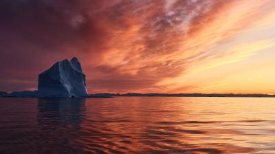 iceberg with a sunset